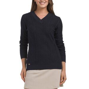 NVO Navy Upf 40 Textured Bala Sweater